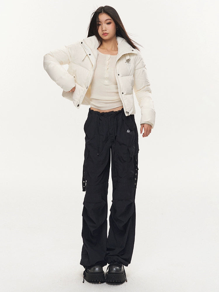 Black &amp; White Pearl Down Short Jacket