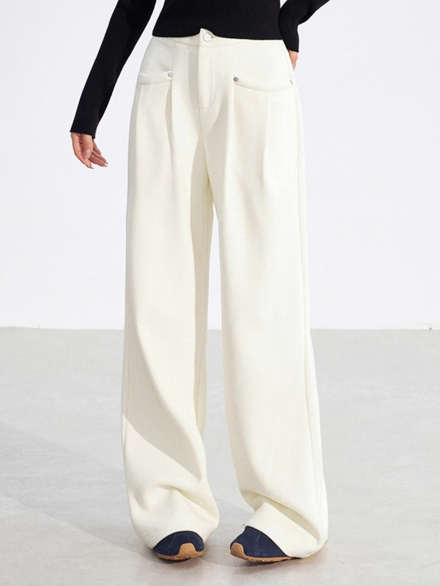 Chenille Fleece Wide-Leg Pants