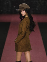 Suede Diamond Cinched Waist Dress