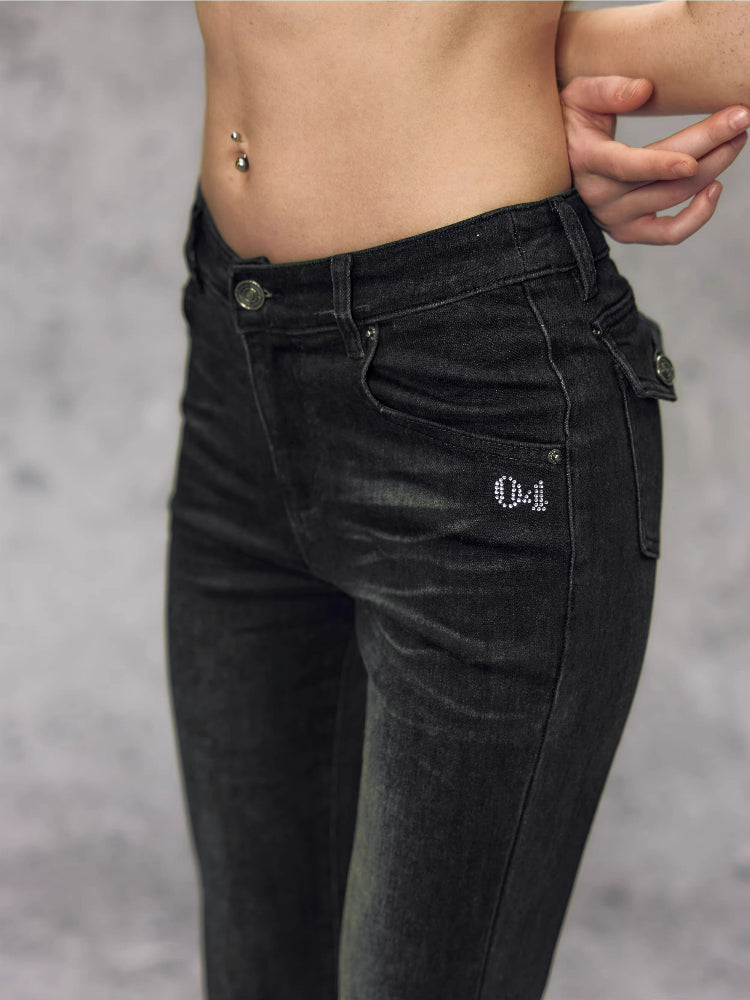 Skins Low-rise Micro Flare Denim Pants