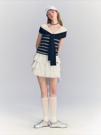 Contrast Off Shoulder Tee