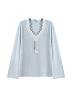 Polka Dot Ruffle V-Neck Top