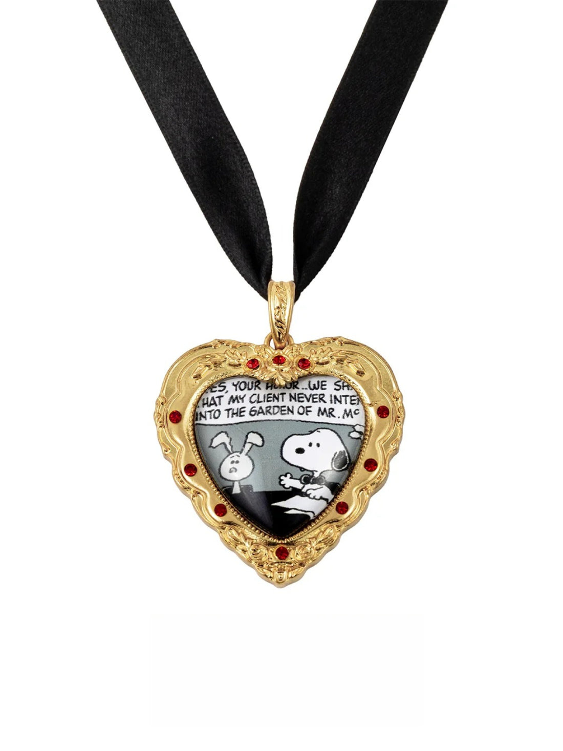 Snoopy Heart Resin Metal Necklace