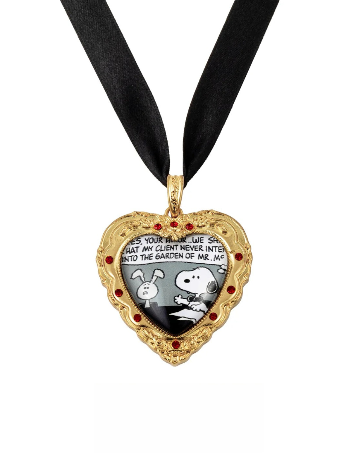 Snoopy Heart Resin Metal Necklace