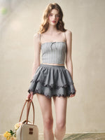 Flower Embroidered Lace Waist Skirt