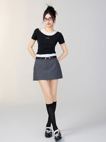 Faux Two-Piece Color-Blocked T-shirt