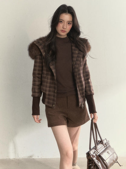 “Oxford Autumn” Wool-Collar Padded Jacket