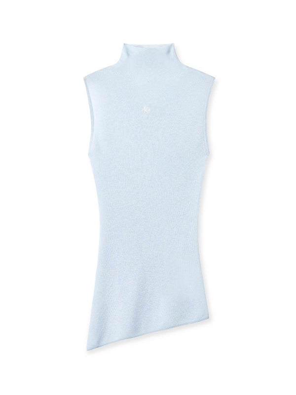 Wool Asymmetrical Turtleneck Blouse