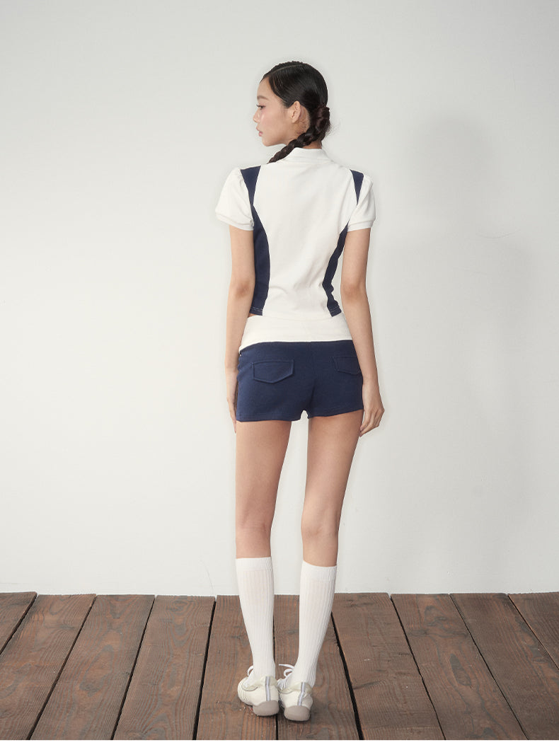 White Jersey-Style Polo &amp; Shorts Set