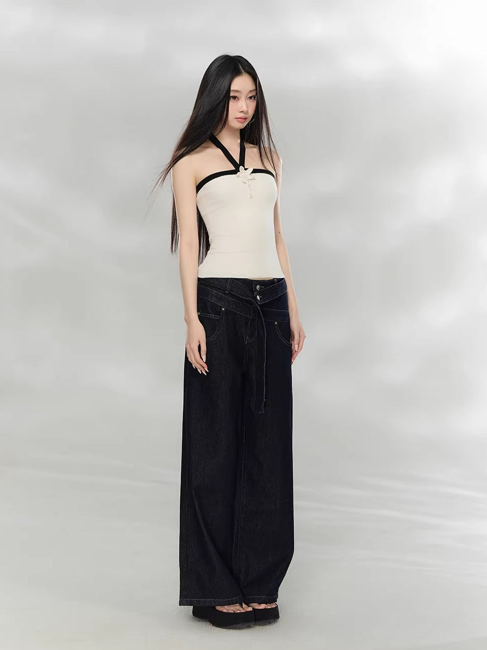 Colorblock Halter Knit Top