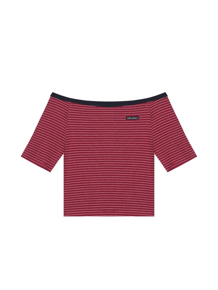 Contrast Stripe Bardot Set