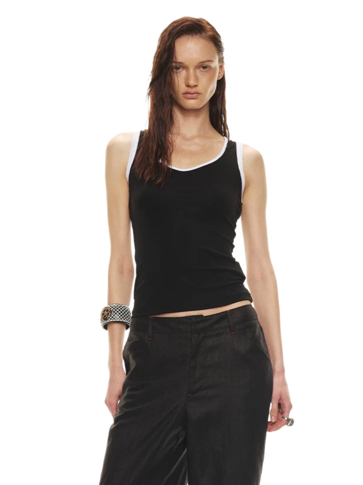 Sequin Contrast Tank Top