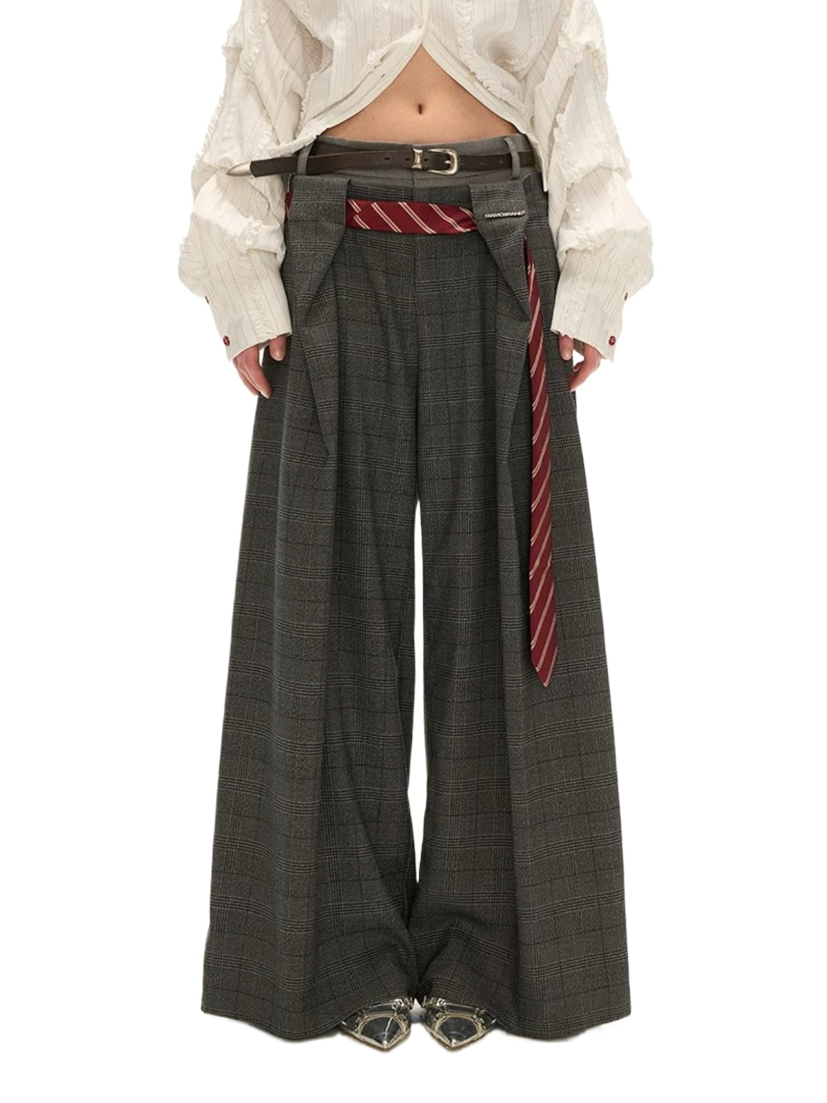 Double Waist Straight Leg Trousers