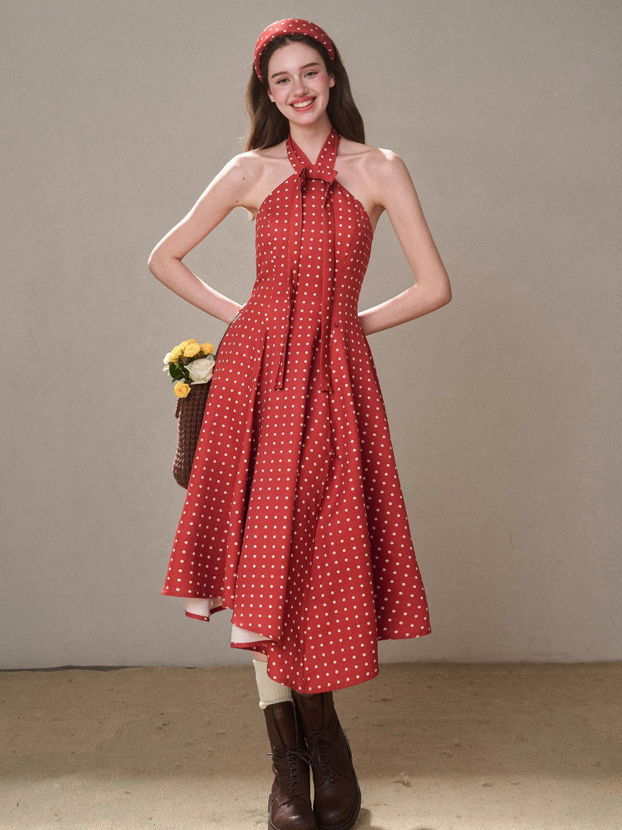 Berry Bordeaux Red Halter Dress