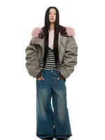 Vintage Hooded Fur Trim Down Jacket
