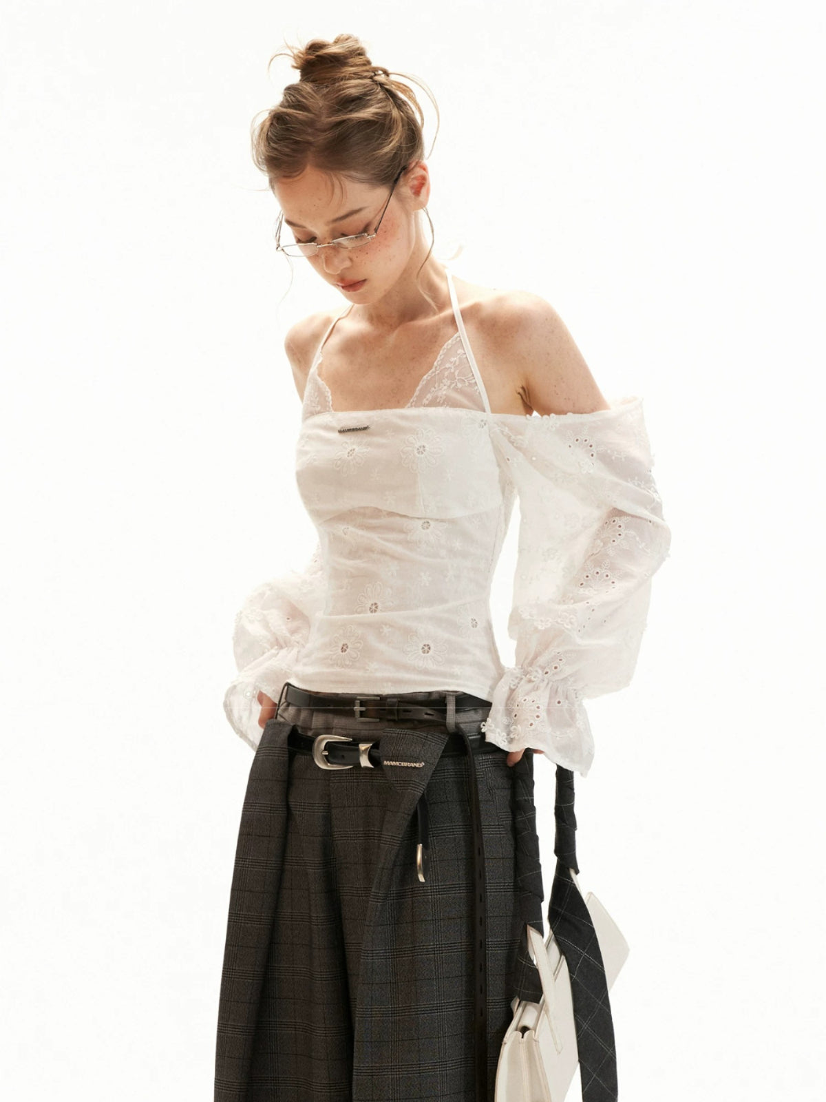 Off-Shoulder Halter Flare Sleeve Blouses