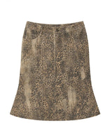 Vintage Washed Leopard Print Mermaid Skirt