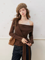 Lace Trim Twist Neck Top
