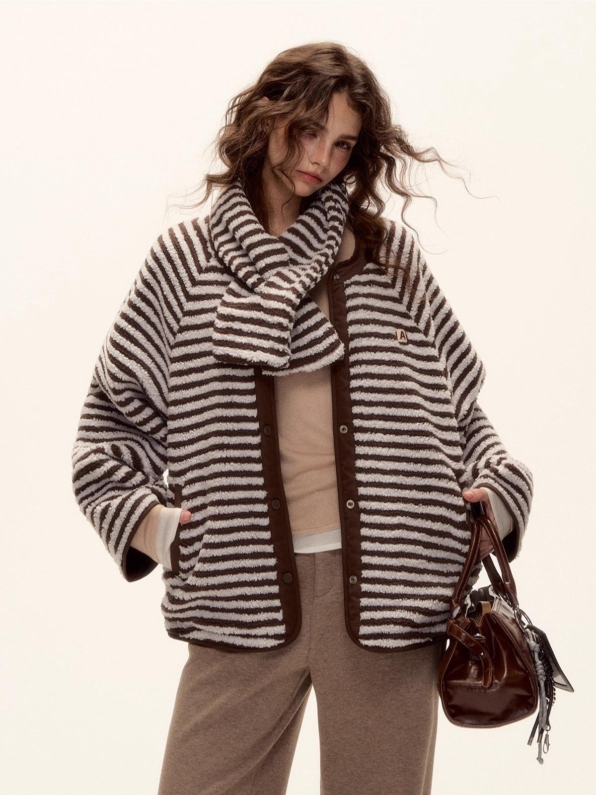 Reversible Striped Sherpa Jacket