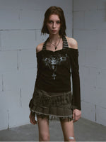 Punk Rivet Halter Neck Top