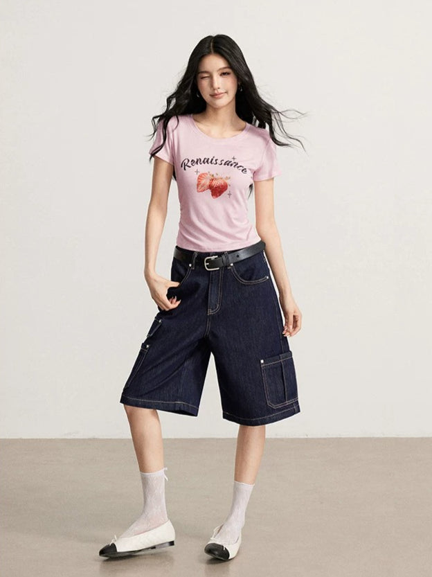 Strawberry Printed Lyocell T-Shirt