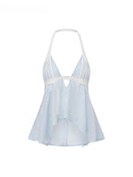 Backless V-Neck Halter Top