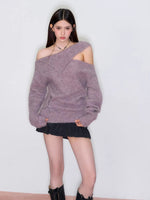 Asymmetrical Neck Knit Sweater