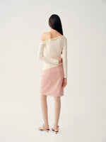 Pink PU Leather Zip Skirt