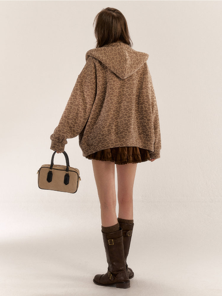Brown &amp; Gray Leopard Print Cardigan