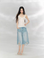 Rhinestone Cropped Jeans