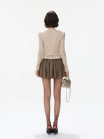 Asymmetric Ruffle Scarf Knit Top