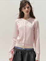 Beaded Contrast Knit Sweater