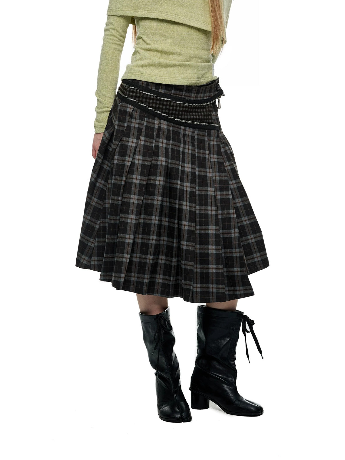 Asymmetric Pleated Midi Skirt