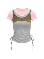 Korean Lace Trim Drawstring T-Shirt