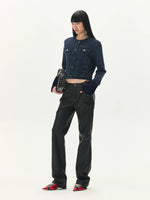 Diamond Embossed Straight Leather Pants