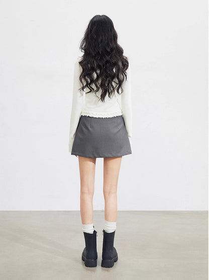 Lace-Trim Slim Knit Cardigan