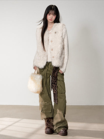 Shearling Logo Pin Curly Vest