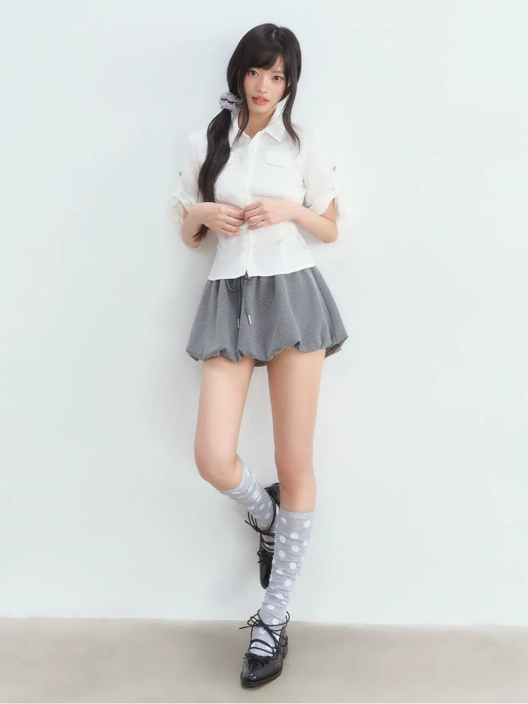 White Pocket Crop Shirt