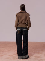 Wool-Blend Knit-Panel Jacket