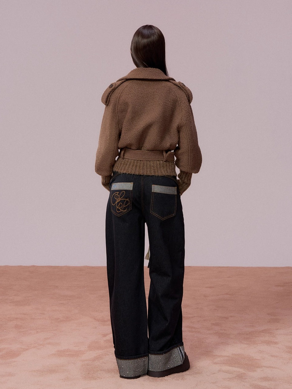 Wool-Blend Knit-Panel Jacket