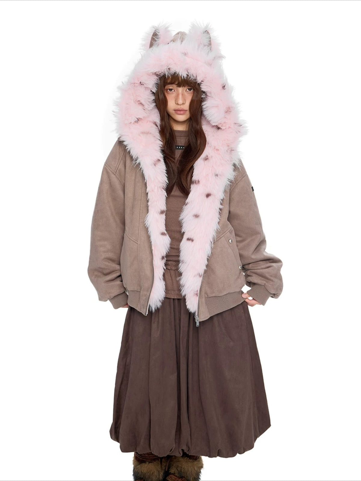 Faux Suede Cat Ear Jacket