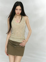 Asymmetric Belt Mini Skirt