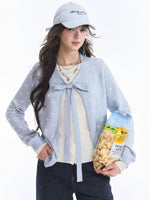Polka Dot Bow Tie Knit Cardigan
