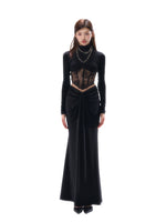 Lace-Trim Corset Long-Sleeve Top