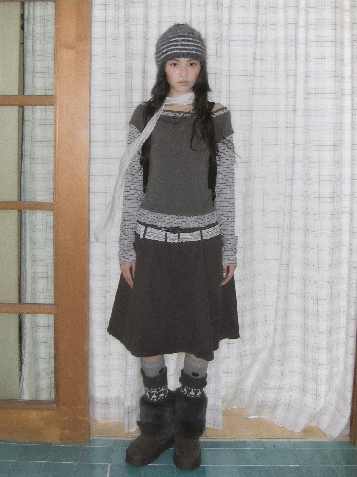 High-Waisted A-Line Midi Skirt