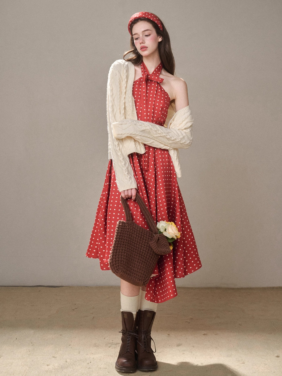 Berry Bordeaux Red Halter Dress