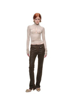 Cross Lace Rhinestone Turtleneck Top