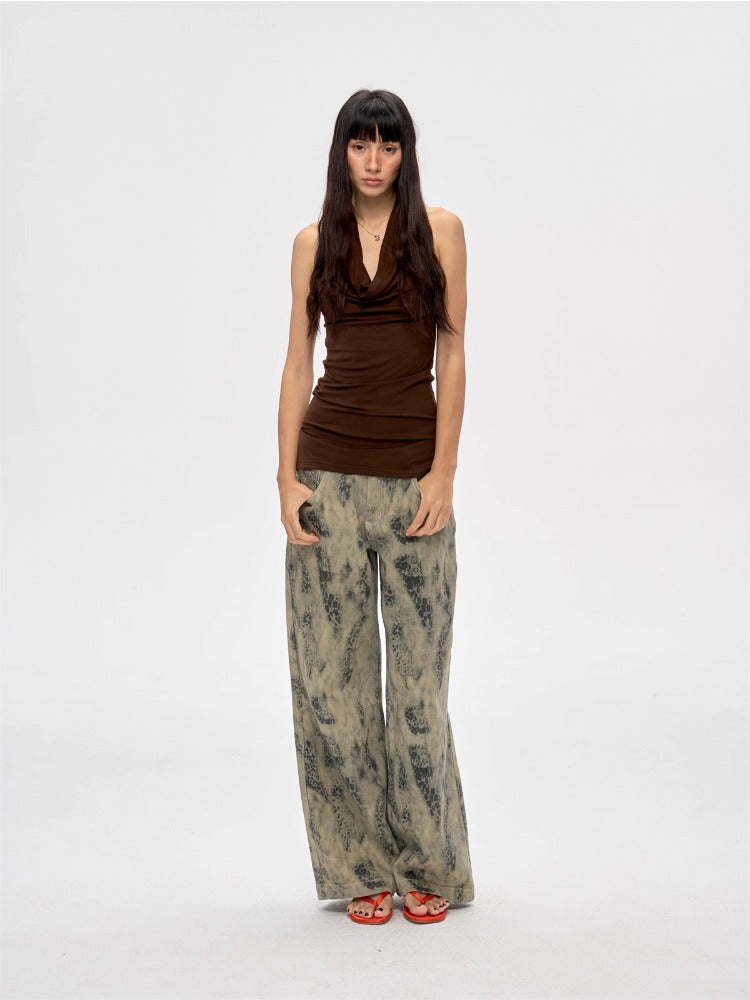 Mocha Beaded V-Back Tank Top