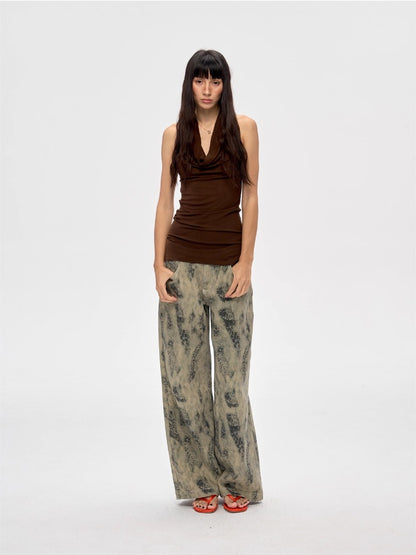 Mocha Beaded V-Back Tank Top