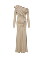 Asymmetric Off-Shoulder Wool Dress
